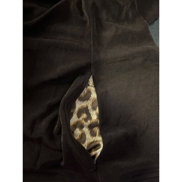 Chicos Travelers Brown Zip Up Jacket Leopard Trim Size L - Picture 4 of 8